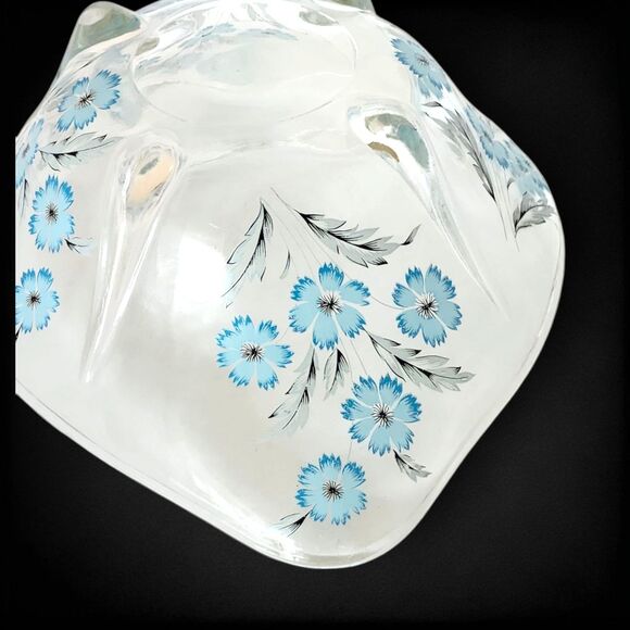 Anchor Hocking Swedish Modern Blue Cornflower Glass Serving Bowls Pair MCM Vntg - Picture 8 of 11